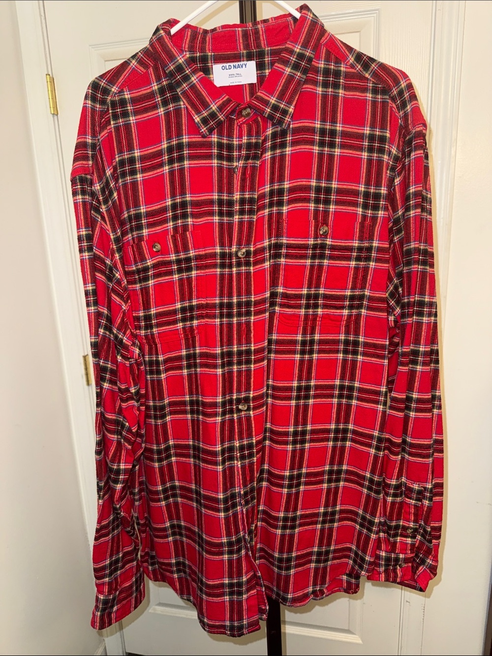 Old Navy Red and Black 3XLT Plaid Button-Up Shirt